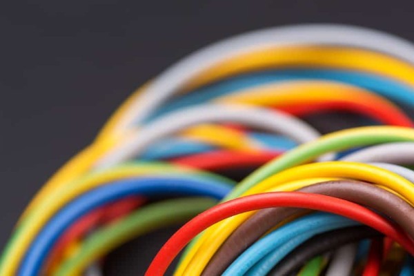 colorful power cables closeup